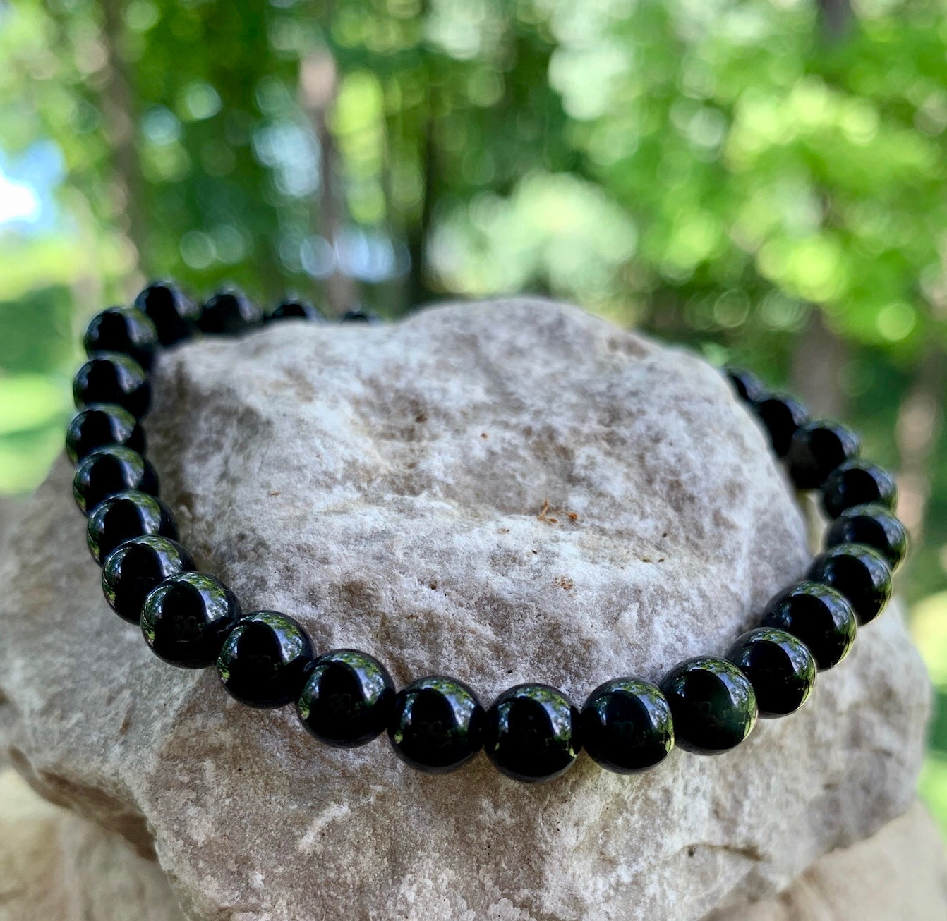 Buy Black Obsidian & Green serpentine Bracelet Crystal Stone Essential  Bracelet Round Shape for Reiki Healing and Crystal at Amazon.in
